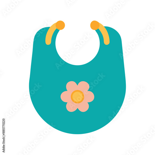 Teal baby bib with flower accent, suitable for infant clothing and accessories