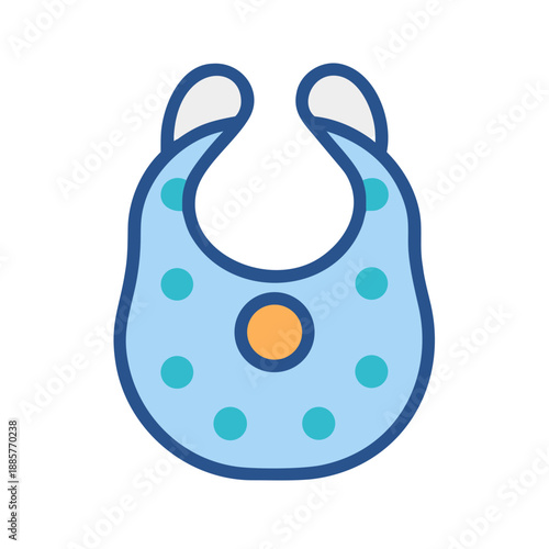 Vector baby bib with light blue background and colorful dots icon