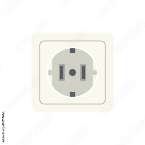 Wall electrical power outlet flat vector illustration isolated on white background
