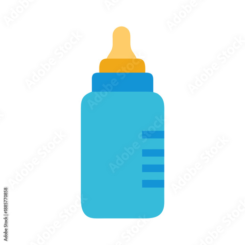 Simple blue baby bottle illustration on black background for pediatric themes