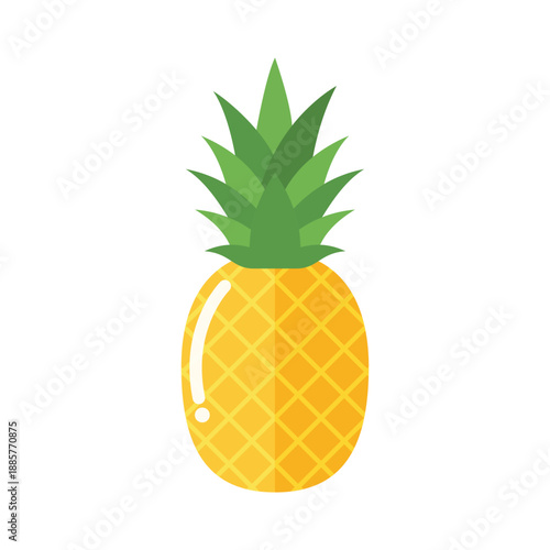 Tropical pineapple flat vector fruit illustration isolated on white background