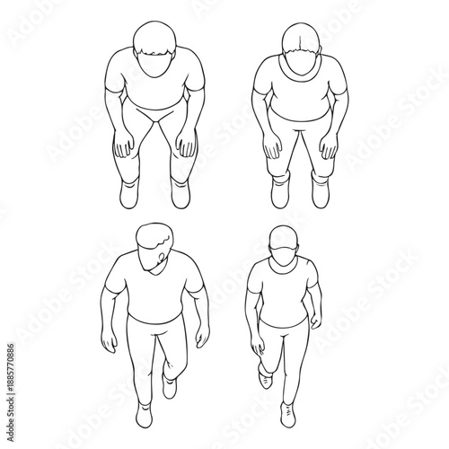 CAD People Top View Set – Sitting, Walking, Running Outlines