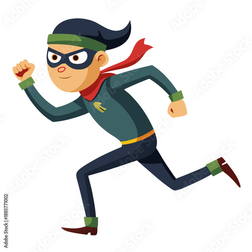 Evil thief runs on a white background and stretches out his hand , white background 