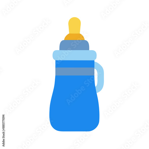 Isolated baby bottle illustration on black backdrop, childcare supplies concept