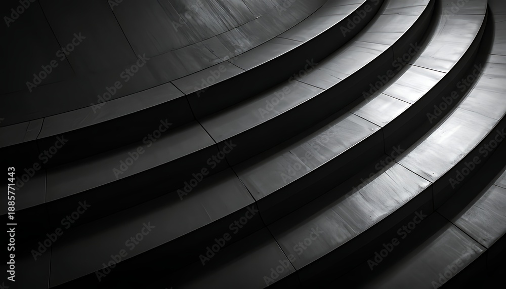Obraz premium Abstract Black and White Curved Lines - A Minimalist Architectural Detail.