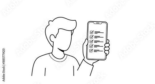 Modern person holding smartphone displaying tasks on checklist screen representing digital organization and productivity