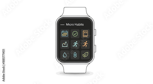 Modern Smartwatch Displaying Goal Tracking Apps For Daily Progress Monitoring And Personal Development Improvement On White Background