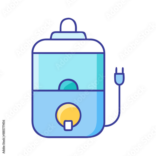 Illustration of air humidifier with electric plug on a black background