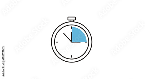 Timing device with circular dial and minute indicator showing elapsed time measurement and countdown for deadline or schedule management concept