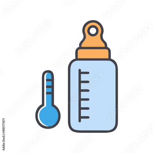 Stylized baby bottle and medicine dropper in a vector illustration