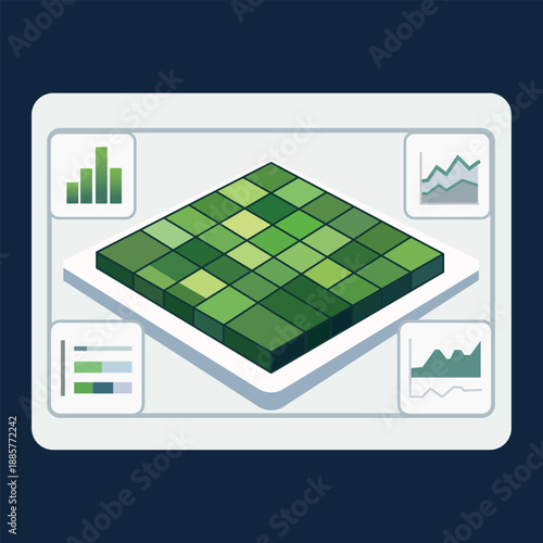 Data Visualization Heatmap Illustration with Analytics and Charts

