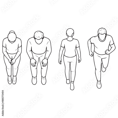 CAD People Top View Set – Sitting, Walking, Running Outlines