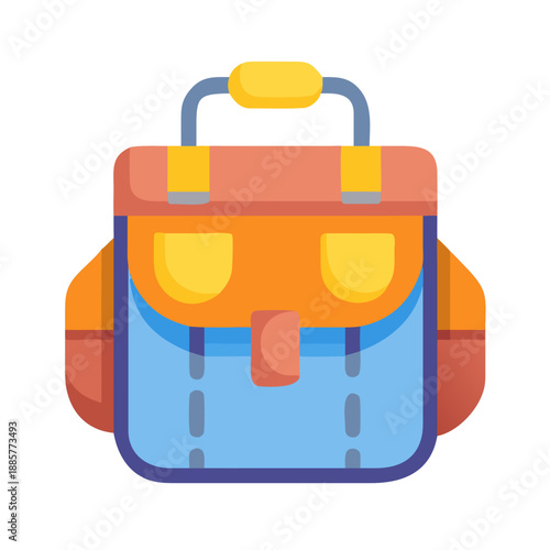 Colorful flat design satchel illustration ideal for school or outdoor adventures