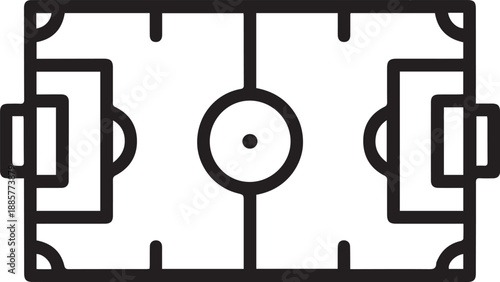 Soccer football field simple outline icon with corner arcs and center dot