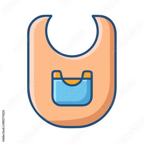 Baby bib illustration with pocket design for feeding time usage and needs