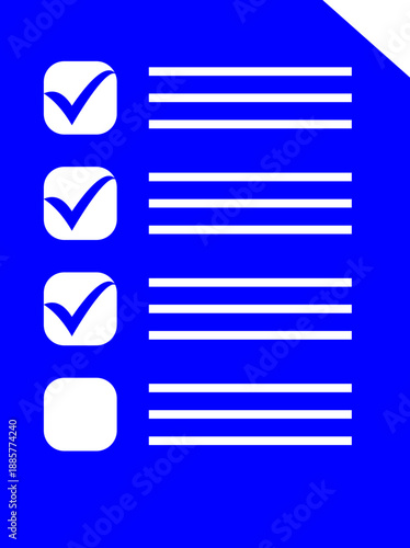 Blue checklist icon with checkmarks on document for quota management and productivity