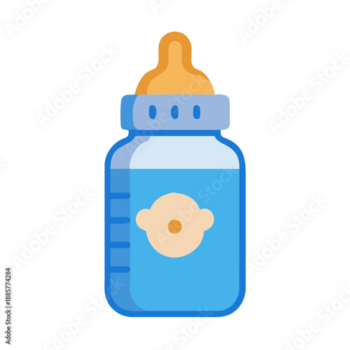 Stylized baby bottle illustration on black background in vector format