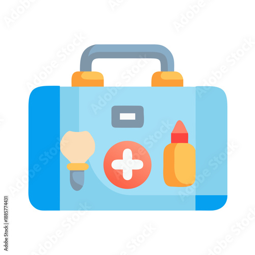 First aid kit illustration with medicines and treatment for medical emergencies