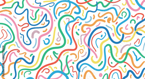 A vibrant and colorful abstract background with swirling lines and shapes in various hues