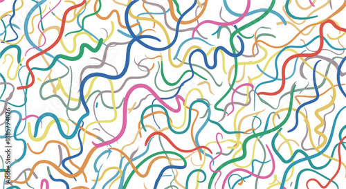 A vibrant and colorful abstract illustration of swirling lines on a Transparent Background