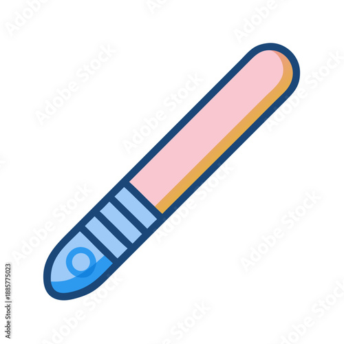Illustration of an emery board nail file with pastel colors and black background