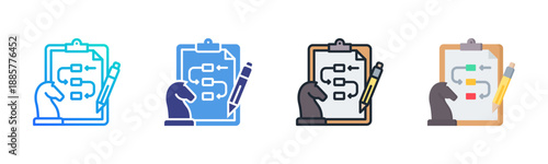 Planning Strategy icon set multiple style collection