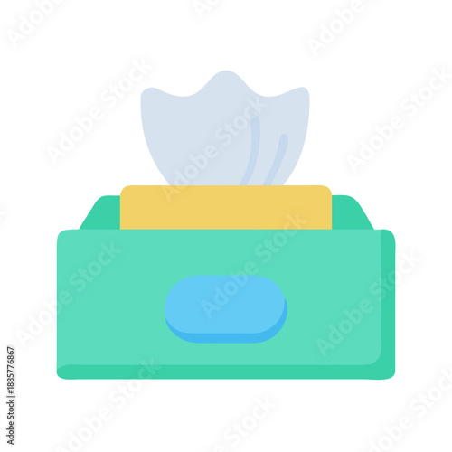 Box of facial tissues in minimalist flat design style on black backdrop