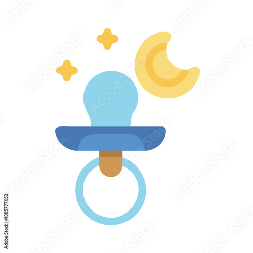 Baby pacifier with moon and stars, representing childhood and bedtime theme