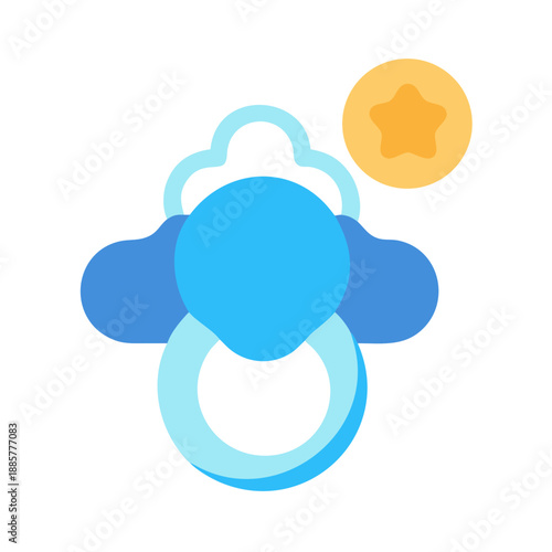 Flat vector illustration of a baby rattle with star shape and circles