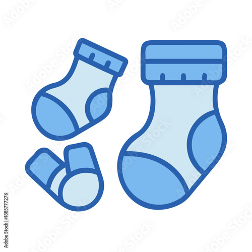 Iconic baby socks illustration in soft pastel blues for children's products