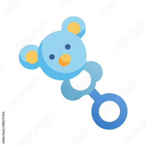 Vector baby rattle toy with bear head for children's products isolated