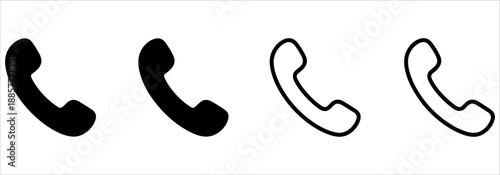 Set of black and white telephone receiver icons for communication and contact.