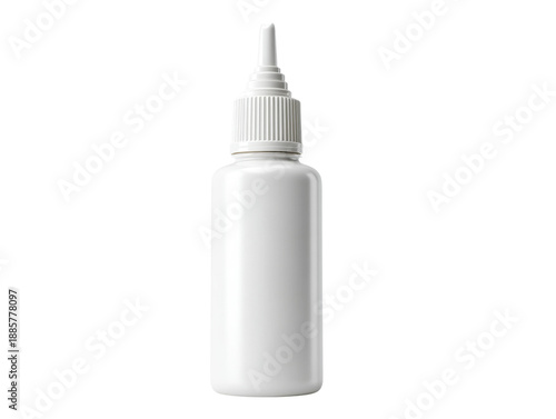 A close-up shot of a white squeeze bottle with a nozzle, suggesting a product for dispensing liquids. The bottle is clean and simple Isolated Transparent Background, PNG