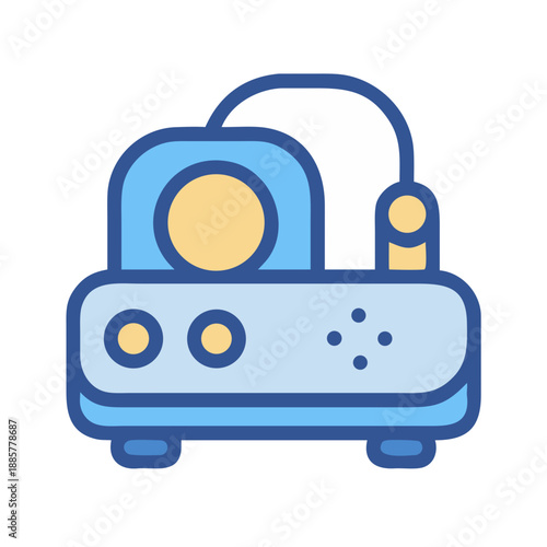 Stylized Blue and White Humidifier Illustration on Black Background