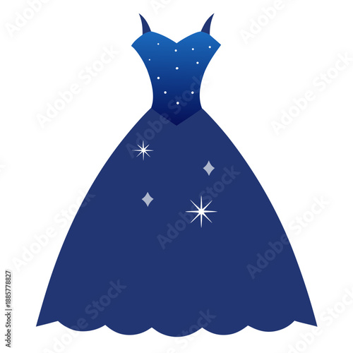 Blue evening gown with sparkles