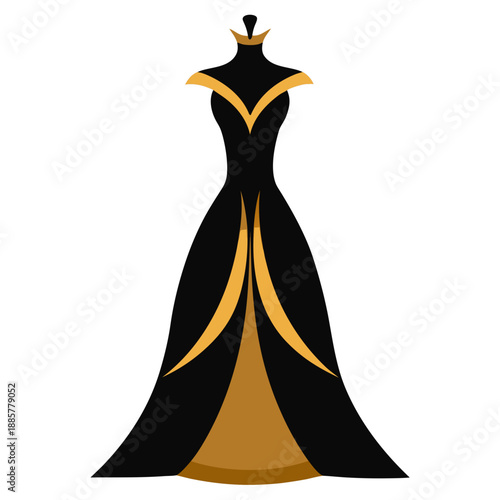 Elegant black and gold evening gown