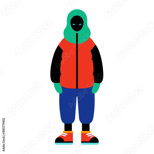 Person in colorful winter attire