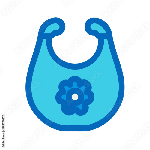 Baby bib flat vector icon in blue color tones on black background