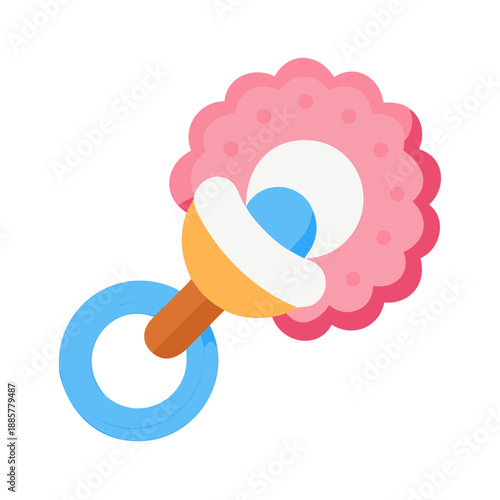 Flat vector illustration of a baby rattle on a black background design