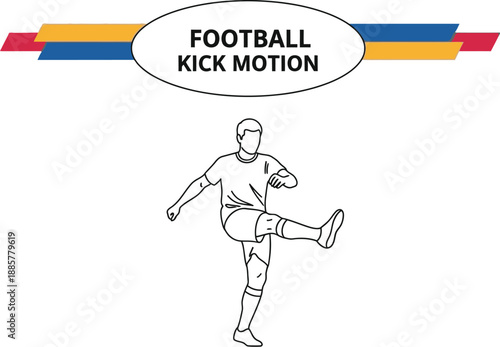 Black outline vector of proper football kicking motion sequence