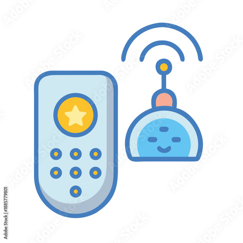 Baby monitor and remote control in a flat style design isolated