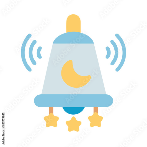 Baby mobile with stars and moon icons signaling sleep and comfort for infants