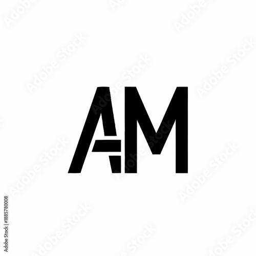 Black AM Monogram Modern Typography Design.