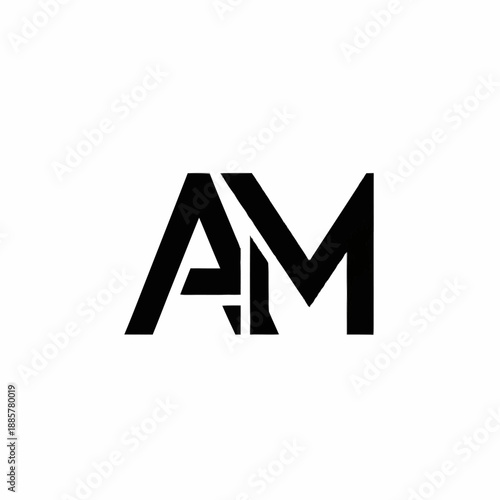 Black AM Monogram Modern Logo Design.