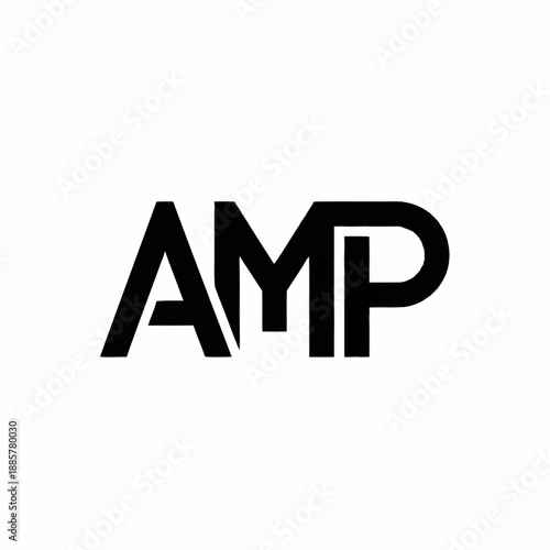 Black AMP Text Logo on White.