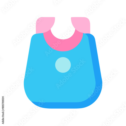 Simple flat vector baby bib illustration in pink and blue tones on black