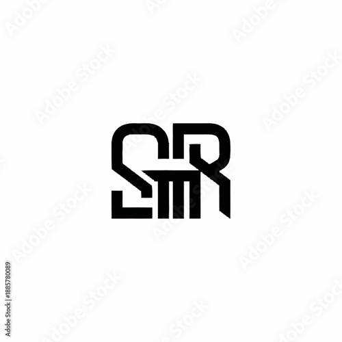 Black Modern Monogram Initials SR Logo.