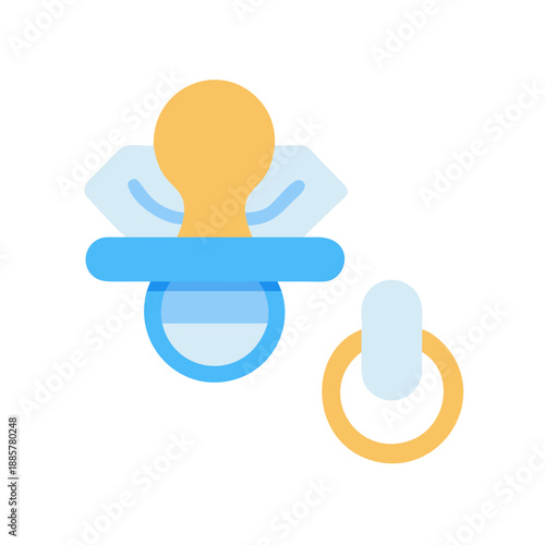 Baby pacifier and a pacifier clip on a black background illustration