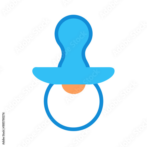 Stylized Baby Pacifier with Blue Details and Peach Nipple on Black Background
