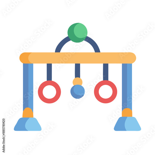 Colorful baby gym stock vector illustration on a solid black background